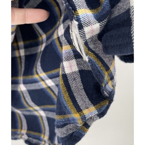 Old Navy Women’s Blue Yellow Plaid Boyfriend Shirt Size Medium Normcore - Picture 7 of 9